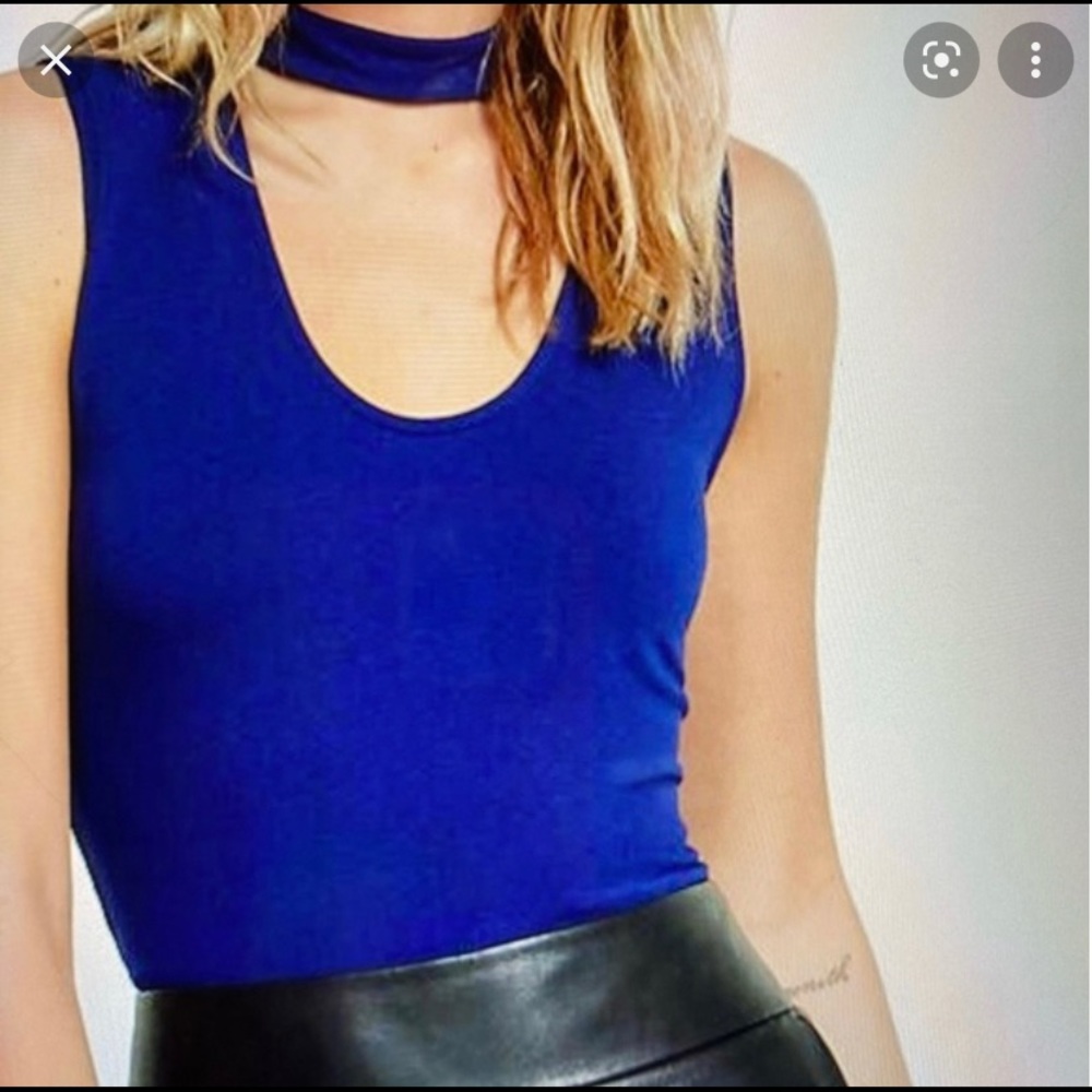 Express blue top shirt fitted royal blue size large